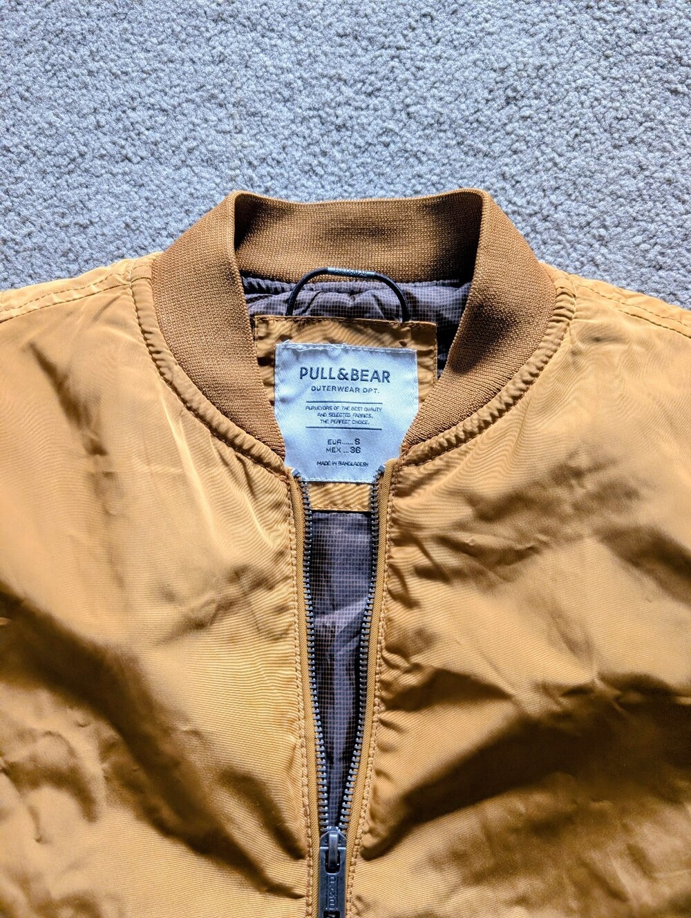 Pull&Bear Mustard Full Zip Bomber Jacket Full Zip (S) - Picture 2 of 4